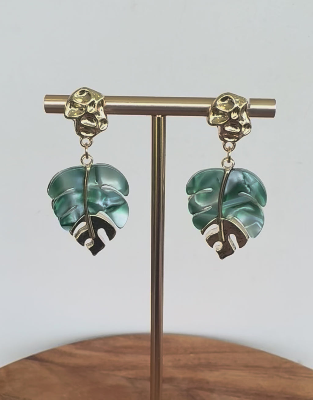 Monstera Leaf Acetate Drop Earrings