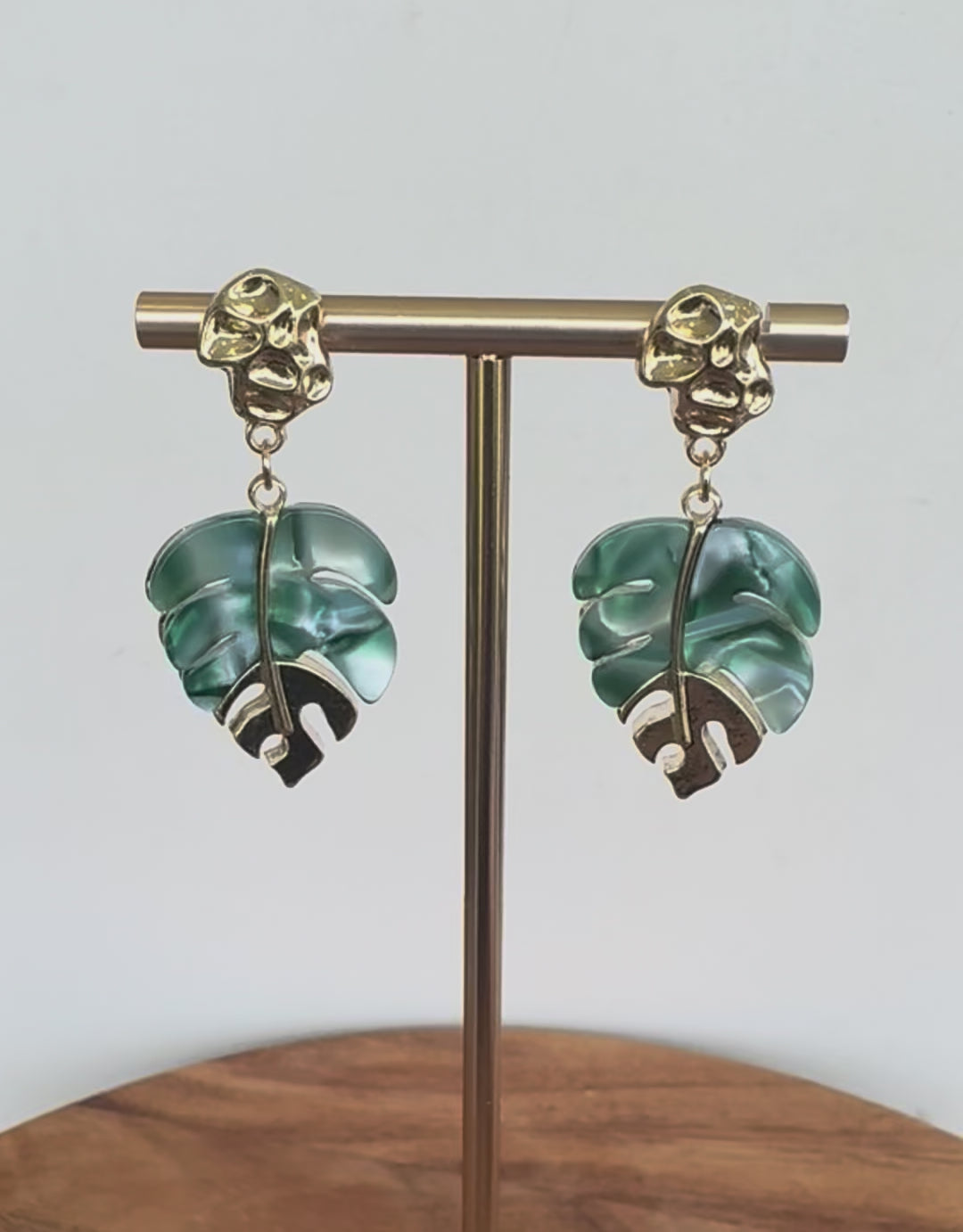 Monstera Leaf Acetate Drop Earrings