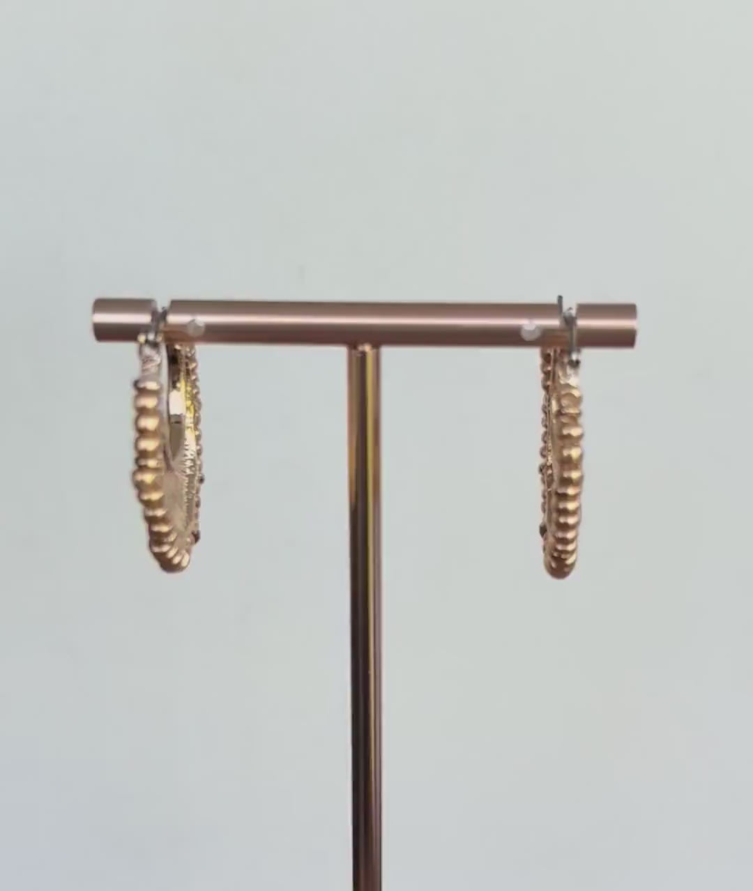 Hammered Gold Crescent Hoop Earrings with decorative fringed edge