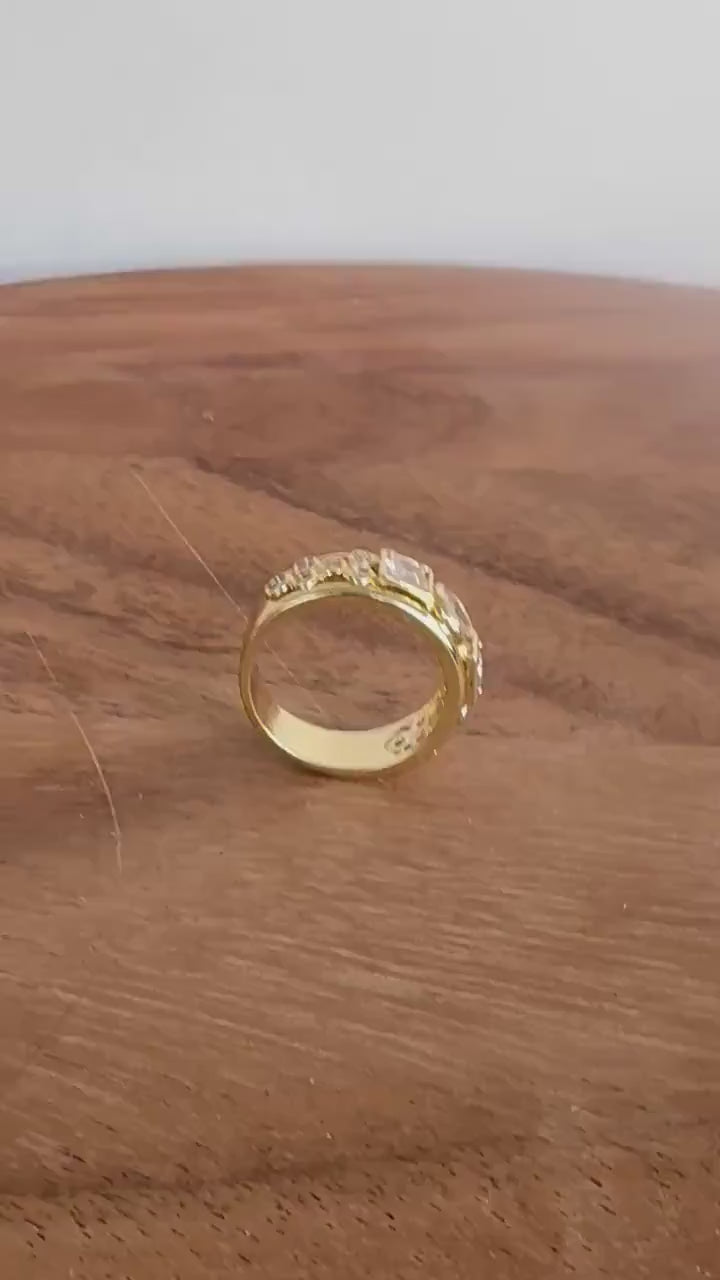 Gold Geometric Zircon Ring
