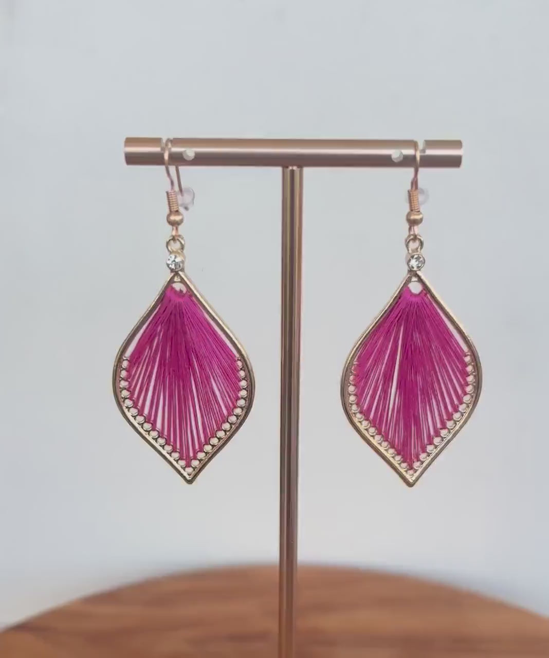 Fuchsia Pink Silk Petal Earrings