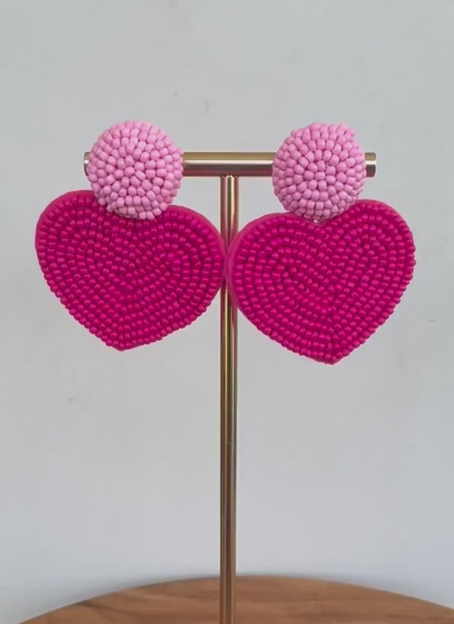 Pink Heart Drop Earrings
