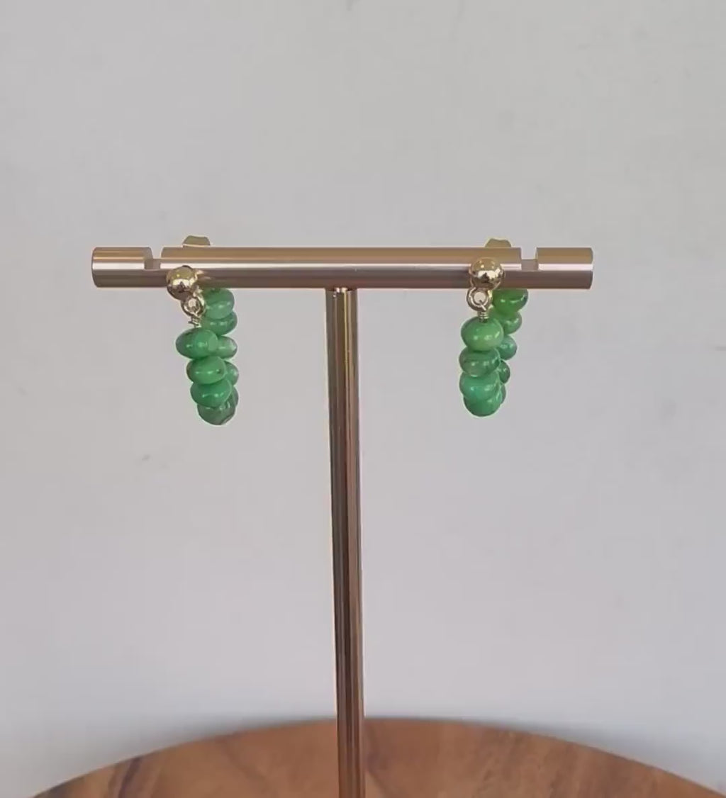 Jade Green Beaded Huggie Hoop Earrings