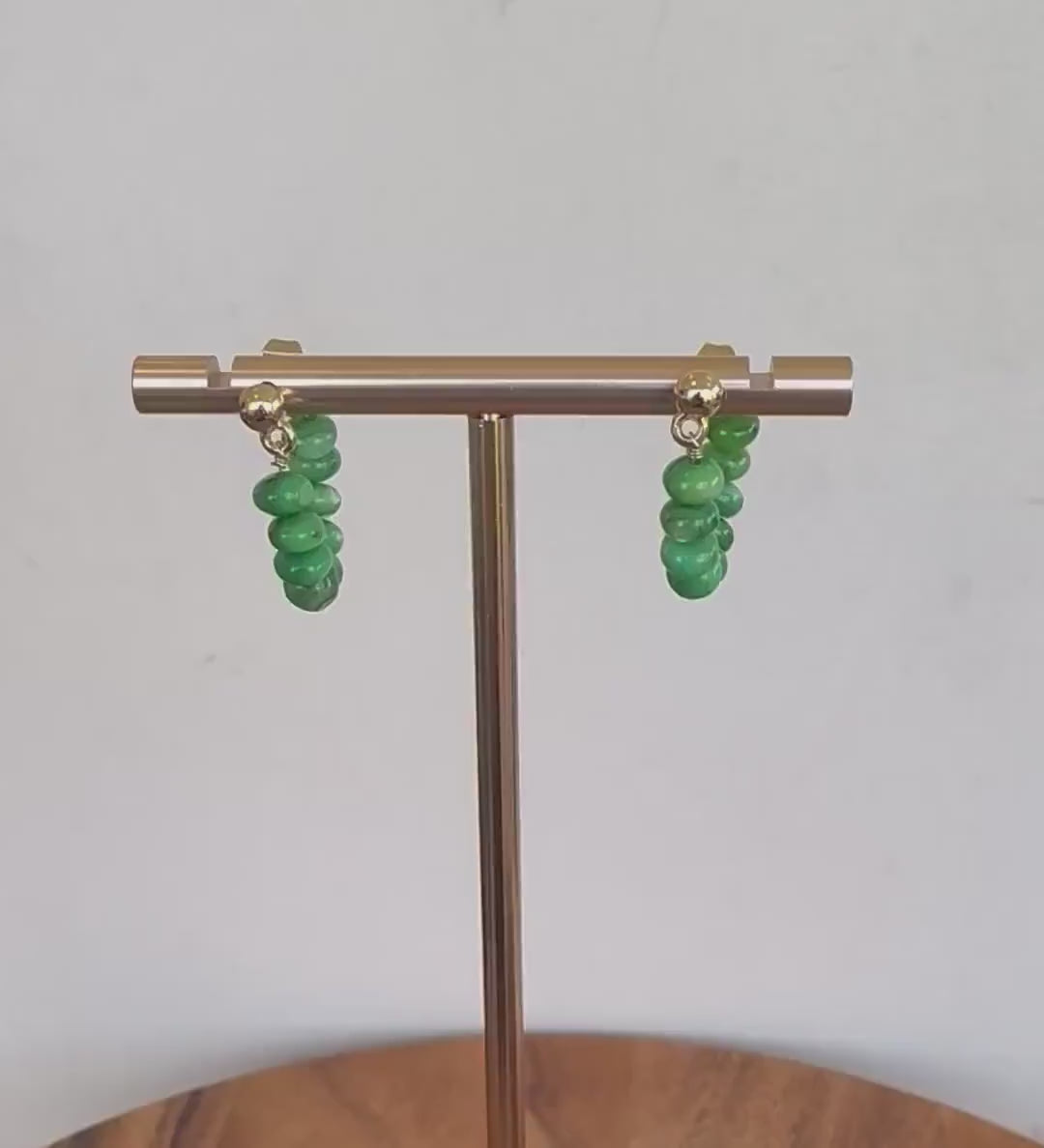 Jade Green Beaded Huggie Hoop Earrings