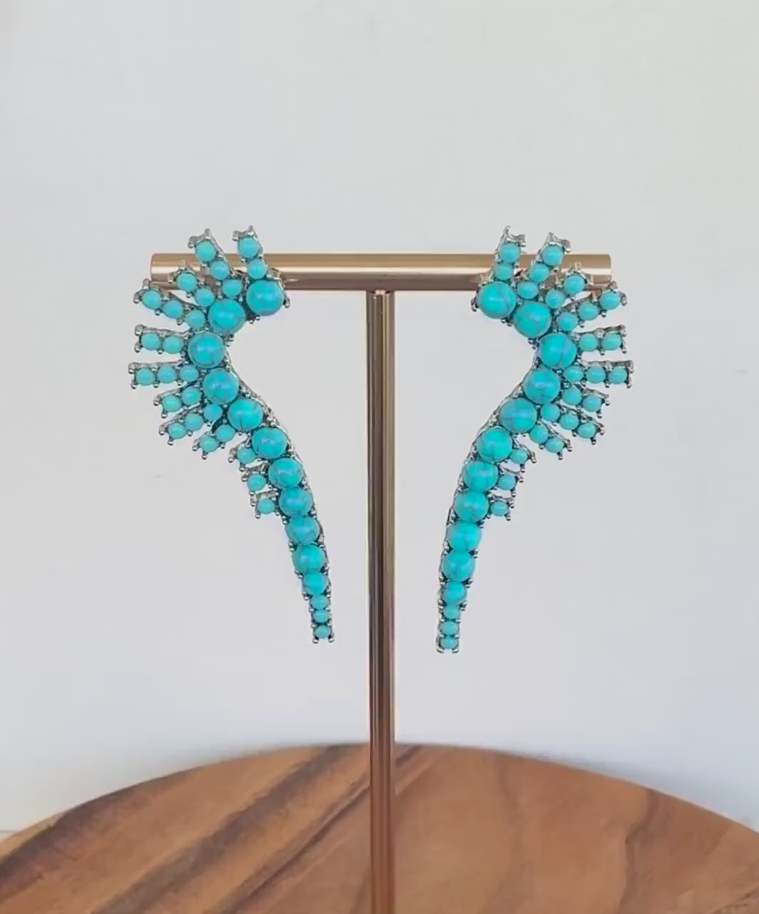 Silver and Turquoise Gemstone Statement Drop Earrings