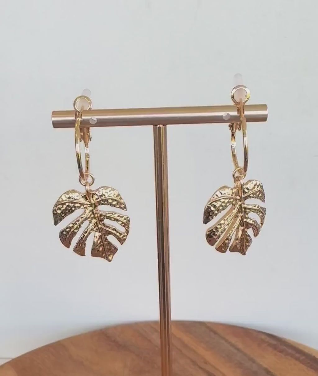 Botanical Gold Monstera Leaf Earrings