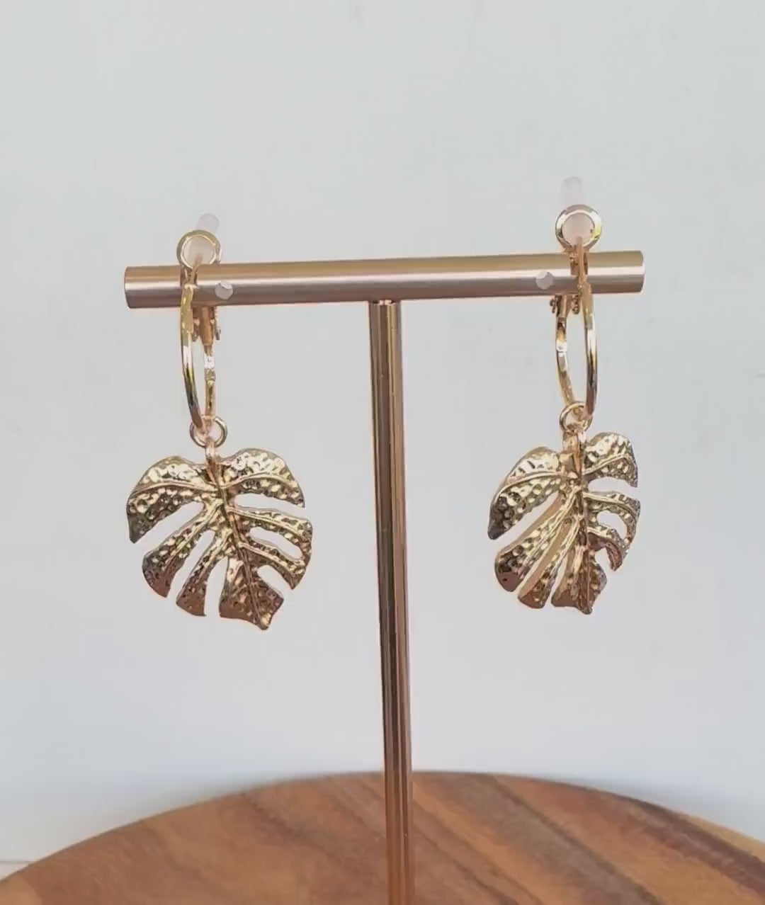 Botanical Gold Monstera Leaf Earrings