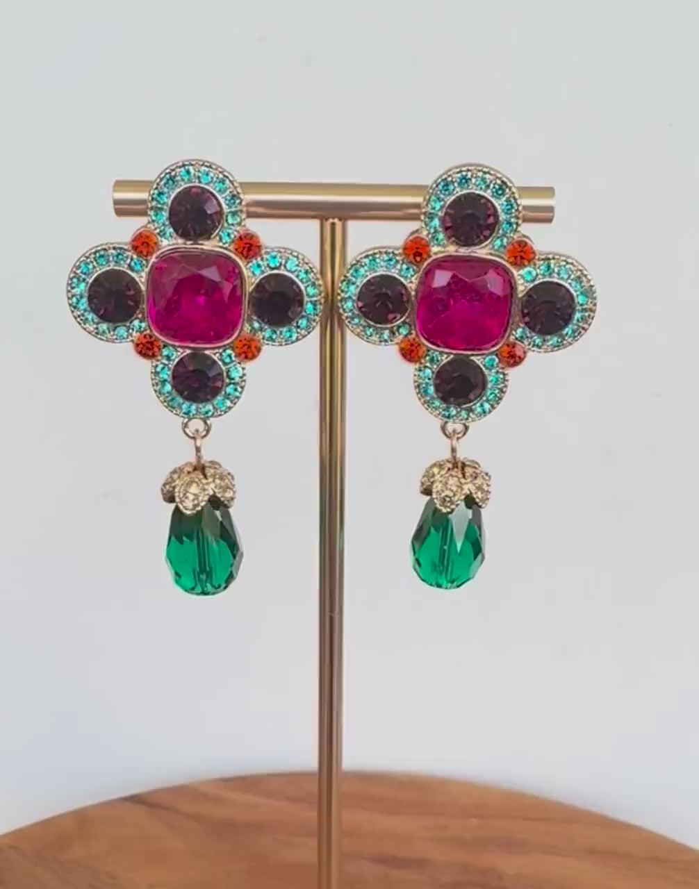 Jewelled Crystal Statement Drop Earrings
