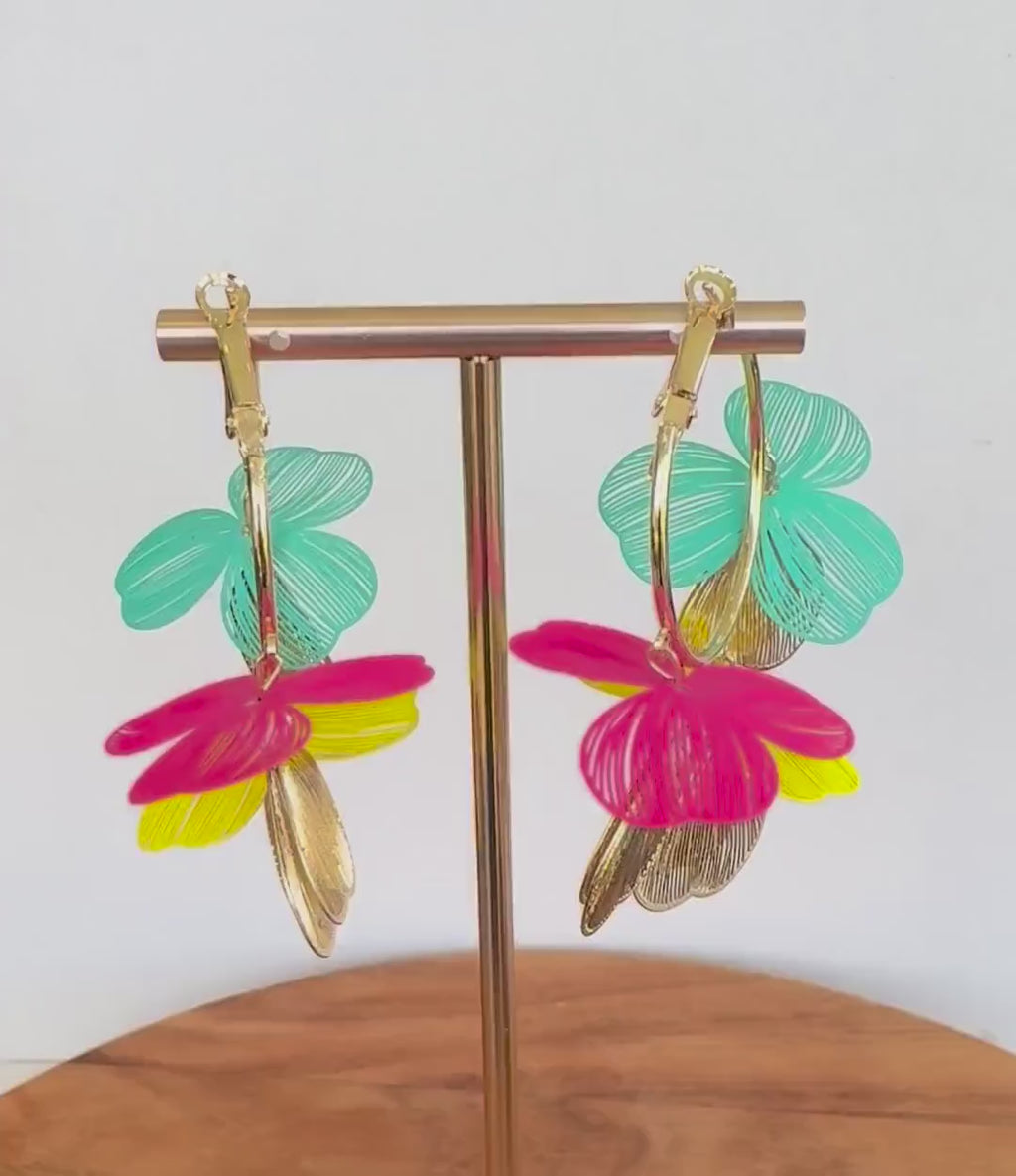 Multicolour Petal Hoop Earrings