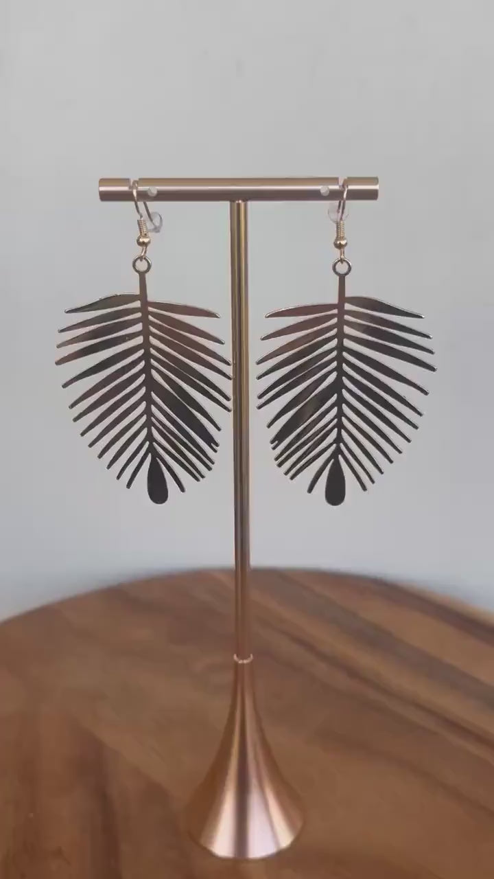 Gold Palm Leaf Earrings