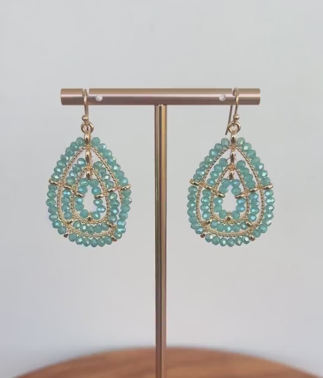 Sea Green Beaded Teardrop Earrings